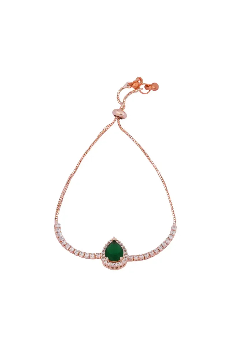 Elegant Teardrop Gemstone Adjustable Bracelet for Girls & Women