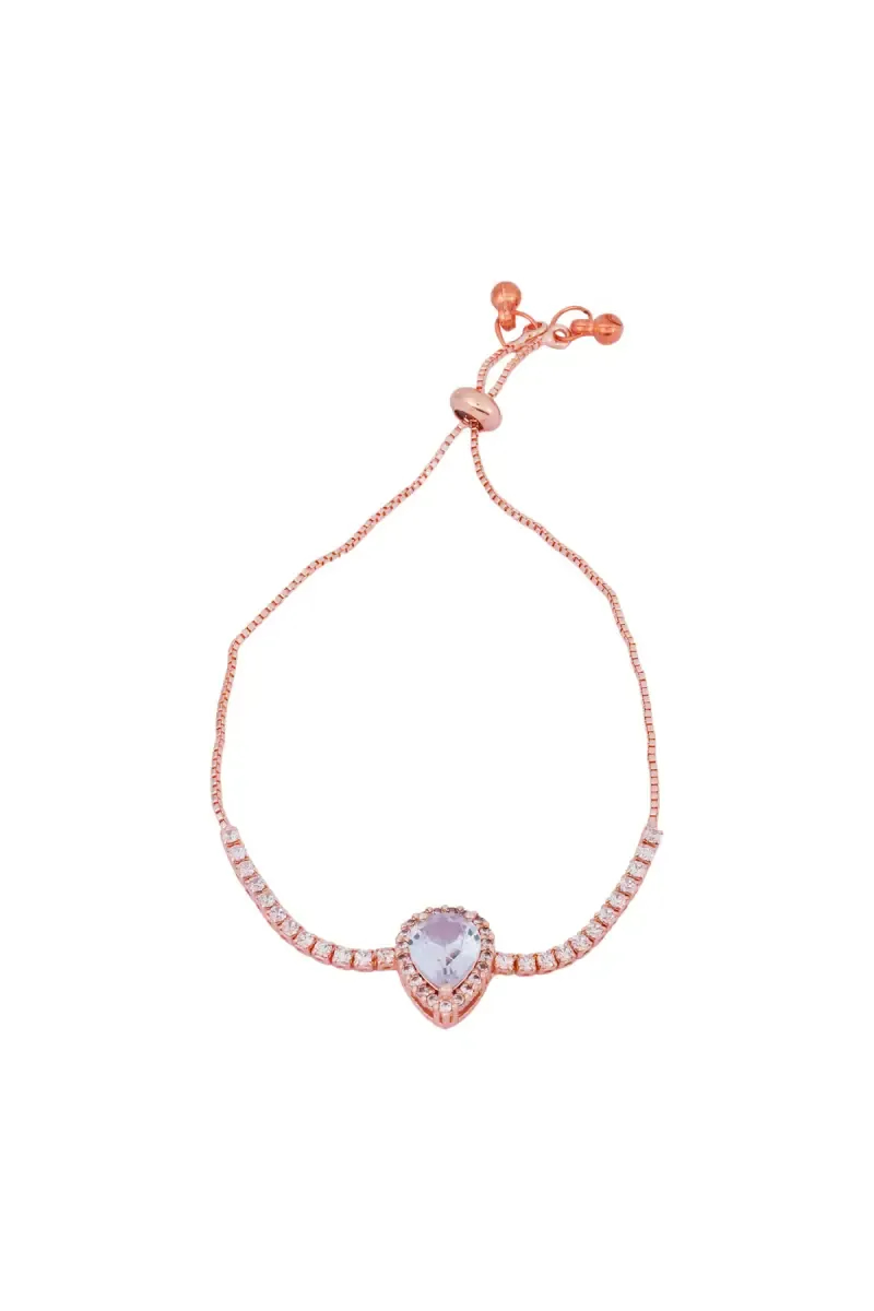 Elegant Teardrop Gemstone Adjustable Bracelet for Girls & Women