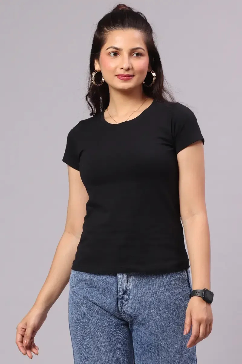 Cotton Solid T-Shirt for Women