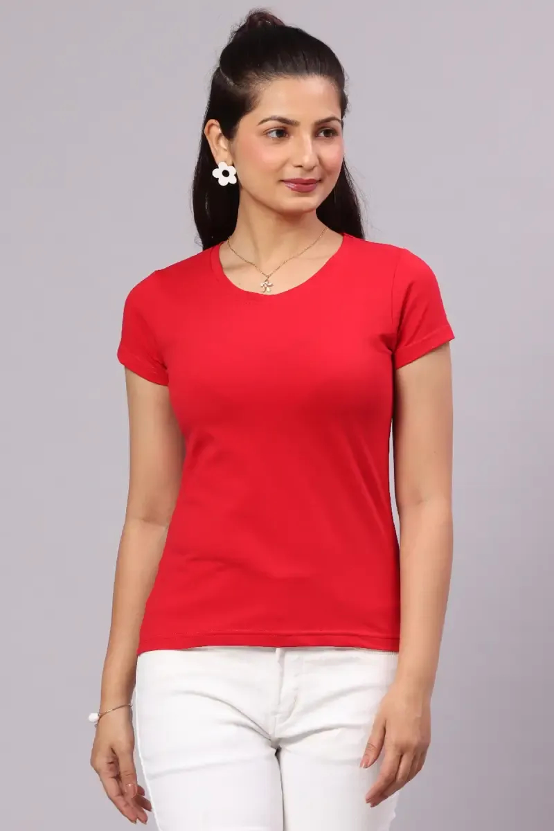 Cotton Solid T-Shirt for Women
