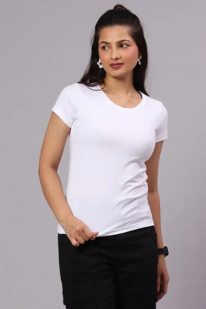 Cotton Solid T-Shirt for Women