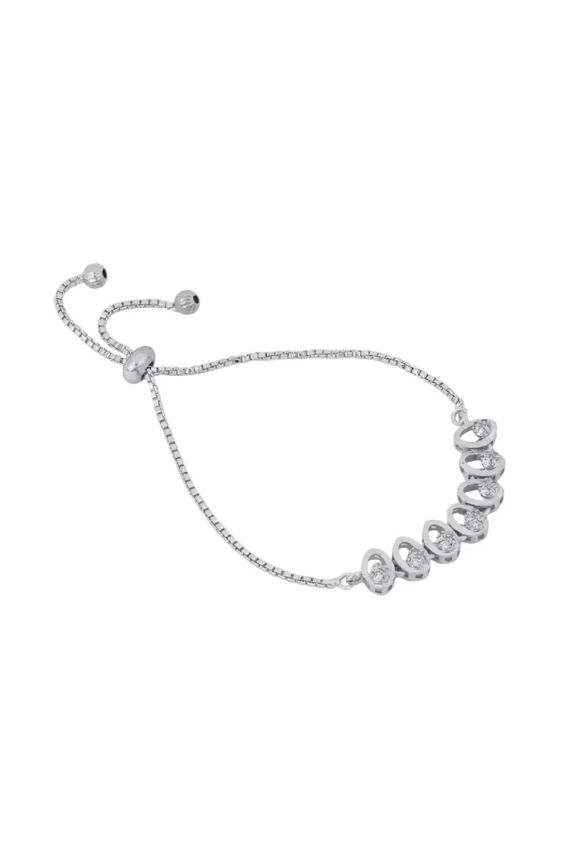 Cubic Zirconia Oval Shape Adjustable Bracelet