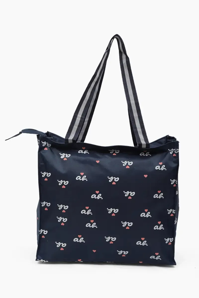 Letter Printed Canvas Tote Hand Bag for Girls