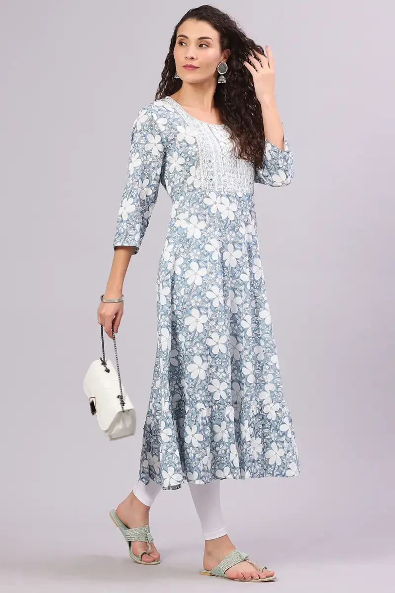 Cotton Floral Printed Kurti for Women 