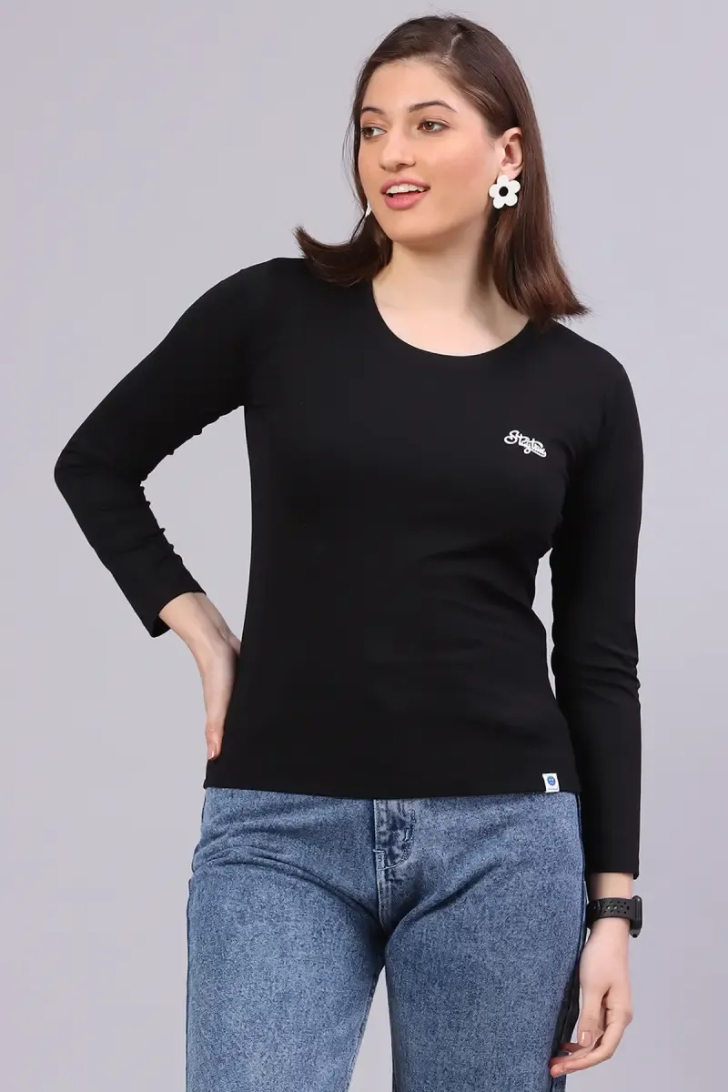 Cotton Blend Solid T-Shirt for Women