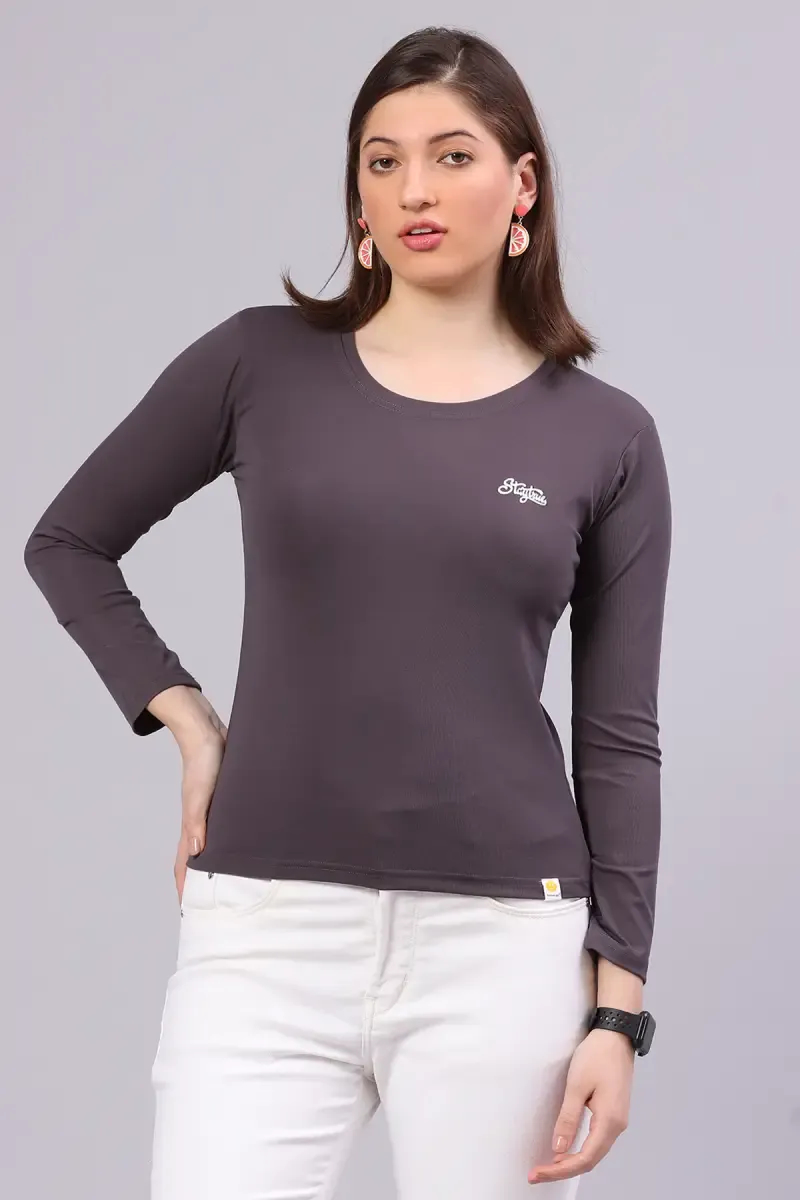 Cotton Blend Solid T-Shirt for Women