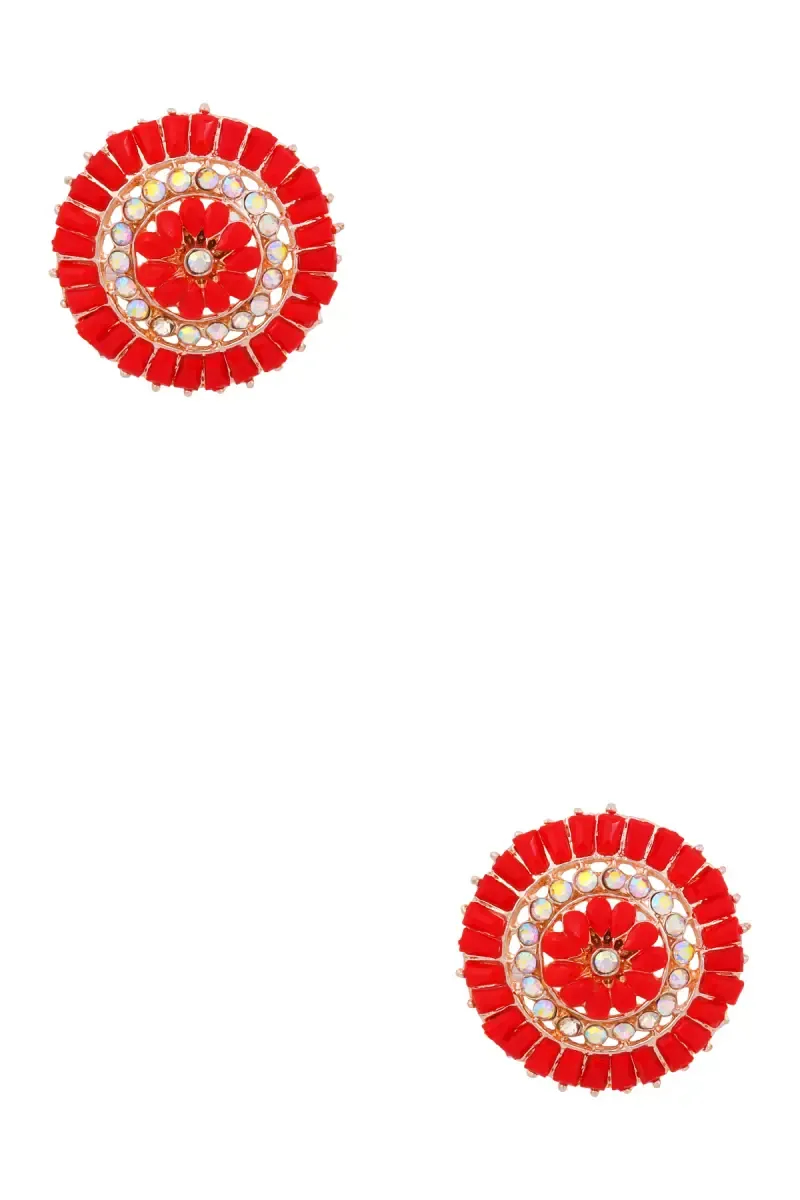 Gold Plated Flower Design Stud Earrings for Girls & Women