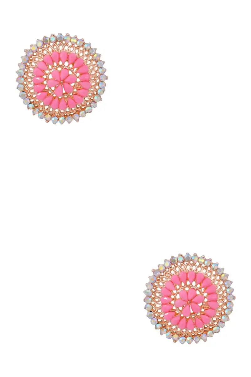 Gold Plated Floral Stud Earrings for Women