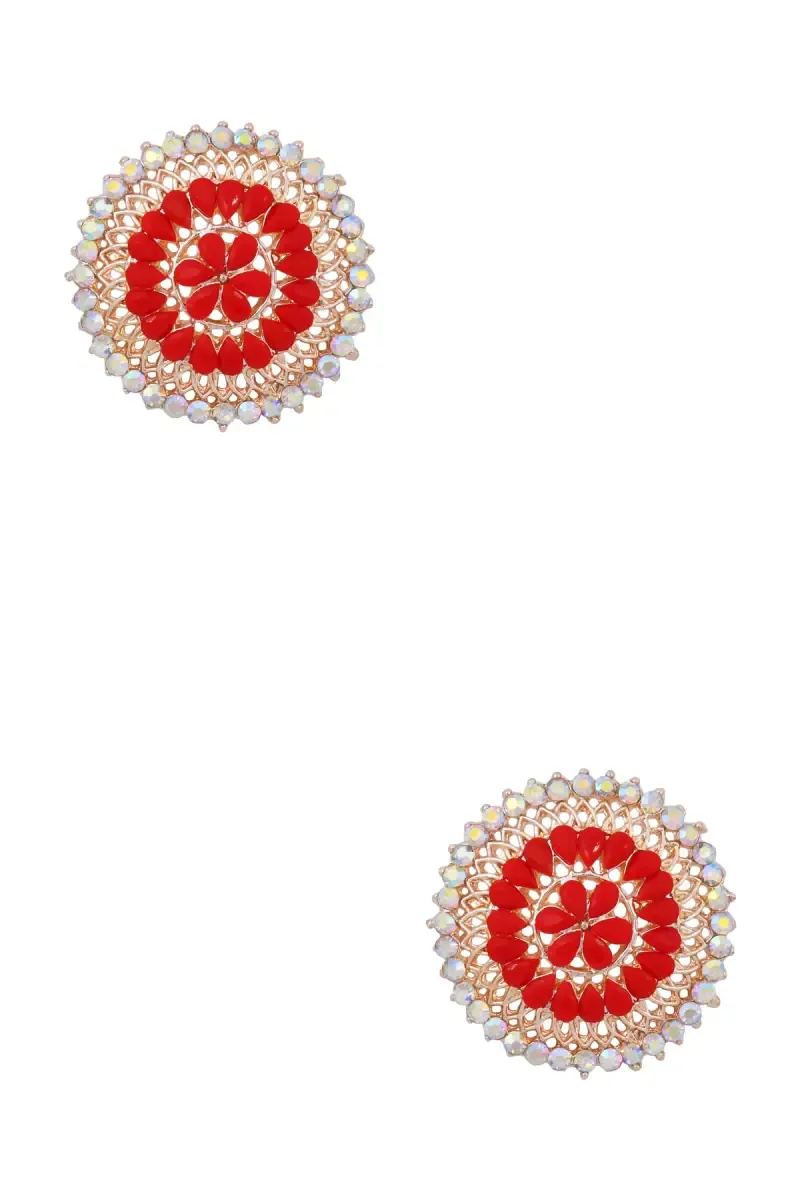 Gold Plated Floral Stud Earrings for Women
