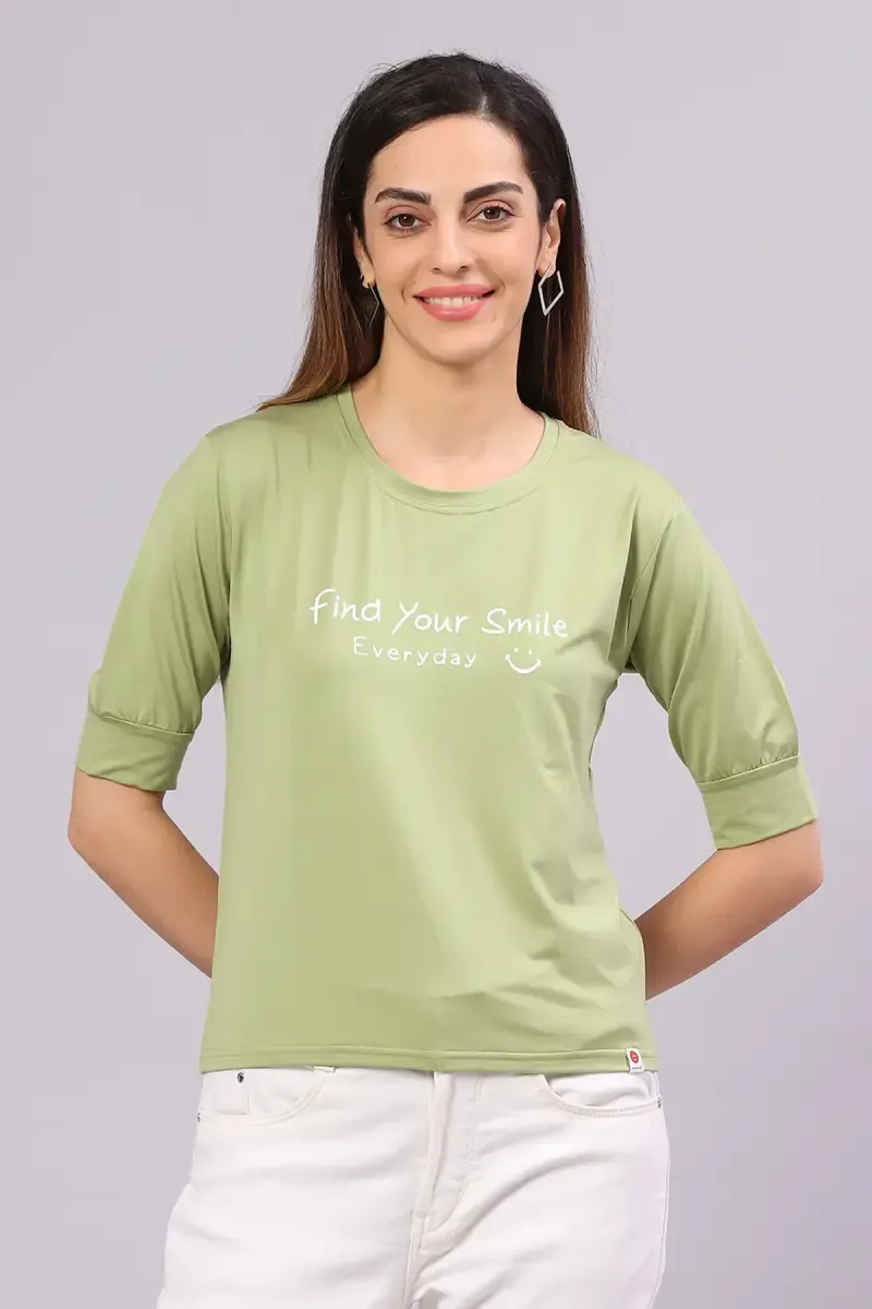 Cotton Blend Printed T-Shirt for Women