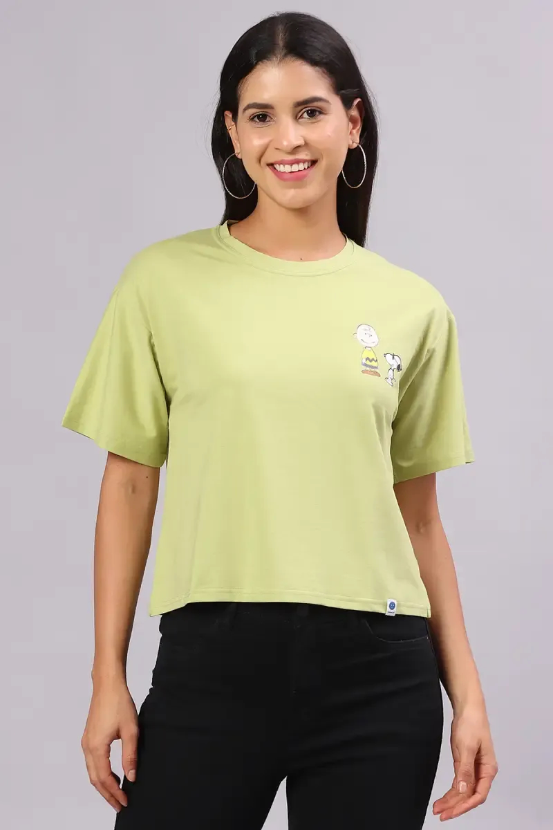 Cotton Blend Graphic Printed T-Shirt for Women