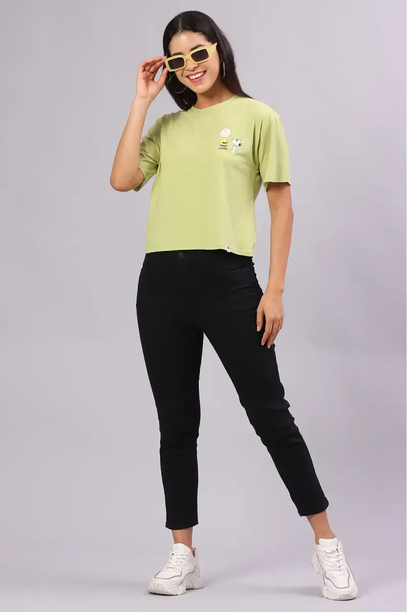 Cotton Blend Graphic Printed T-Shirt for Women