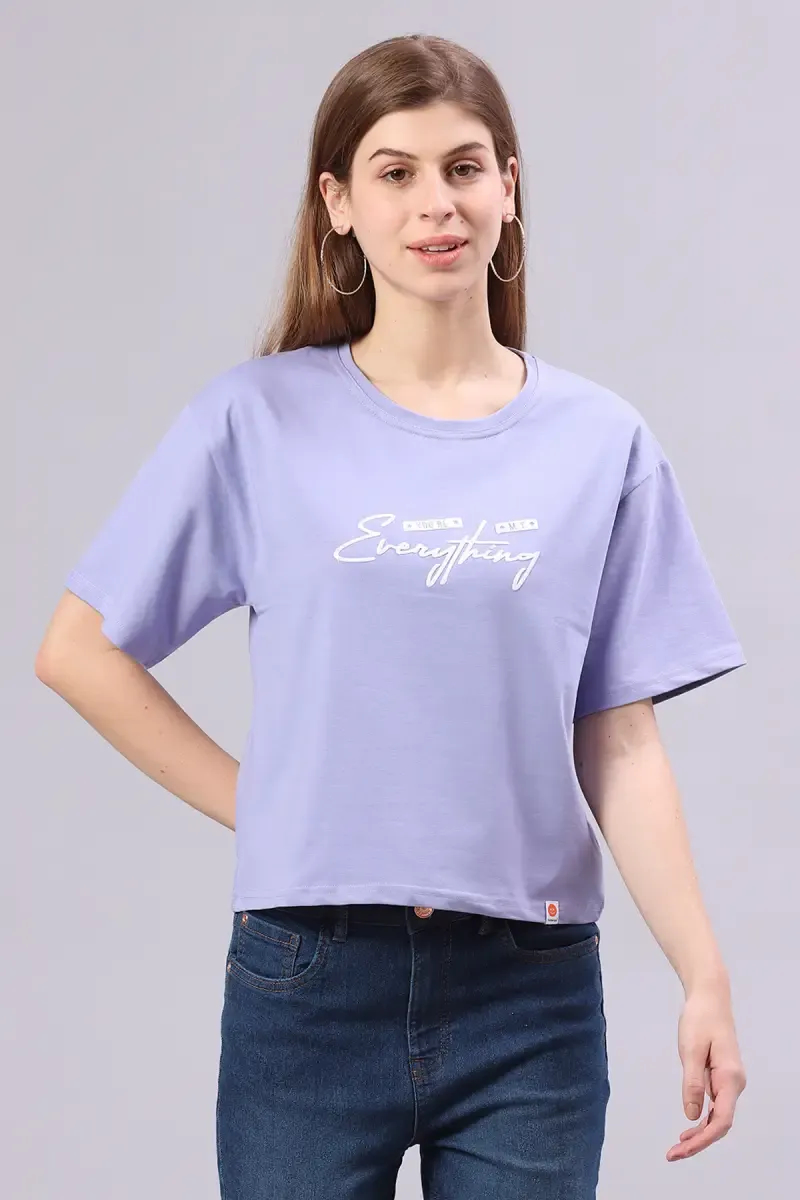 Cotton Blend Embossed T-Shirt for Women