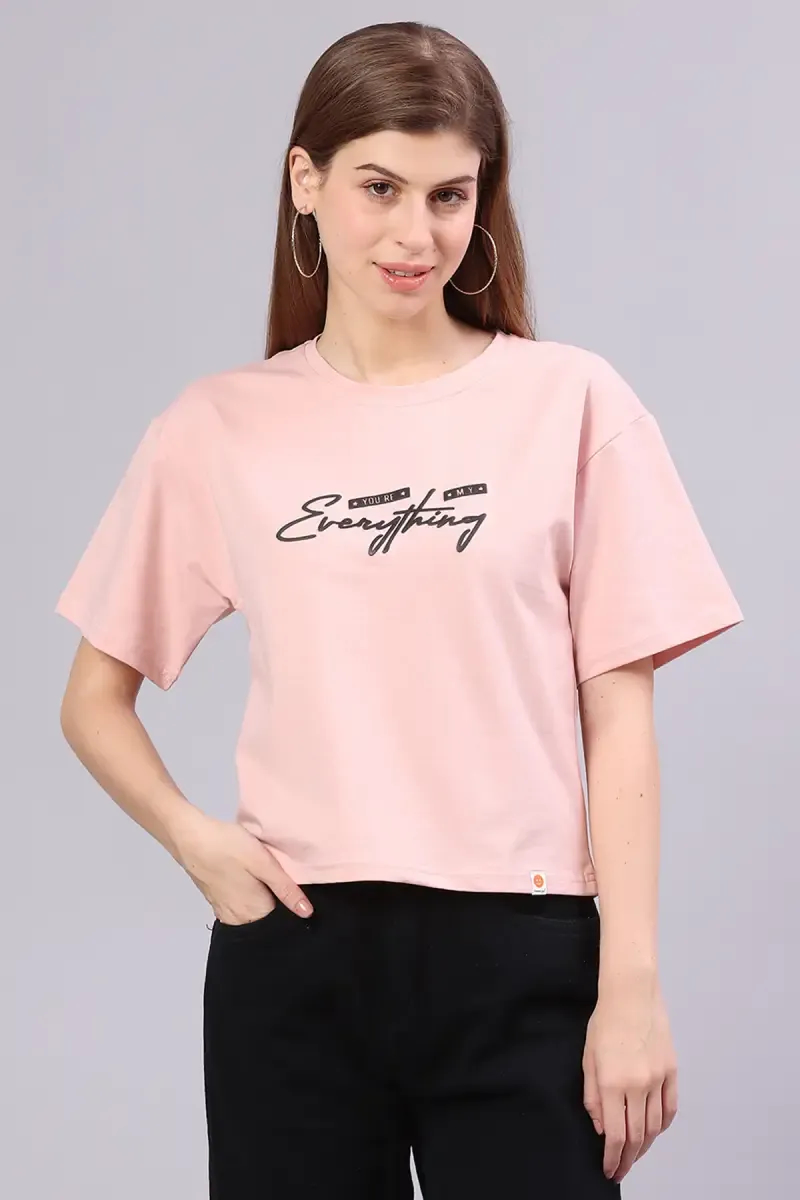 Cotton Blend Embossed T-Shirt for Women