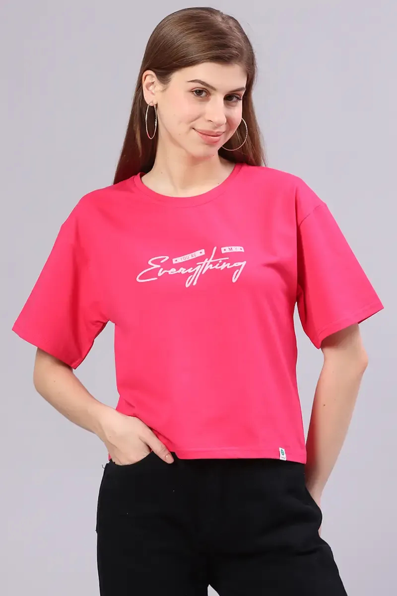 Cotton Blend Embossed T-Shirt for Women
