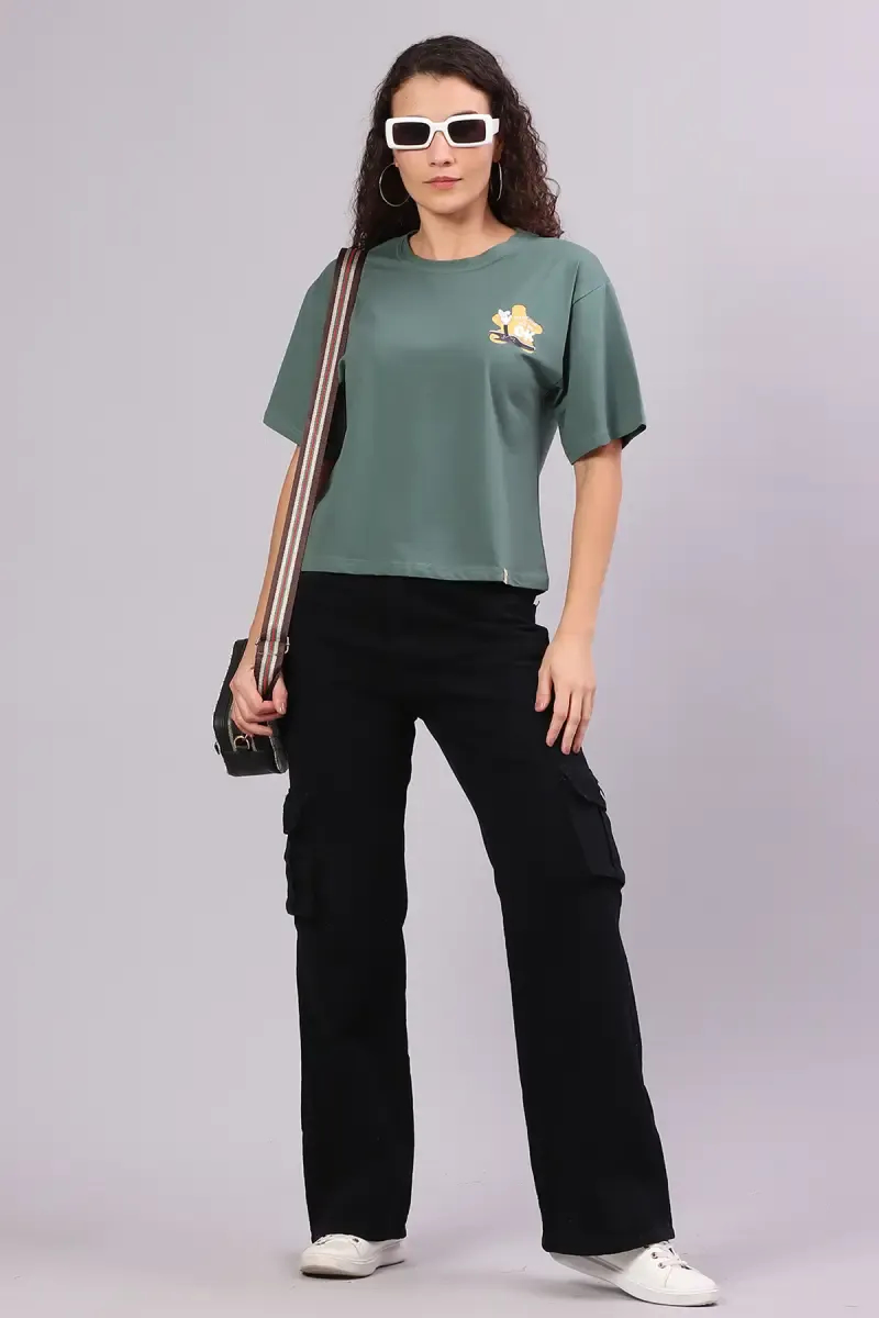 Cotton Blend Printed T-Shirt for Women