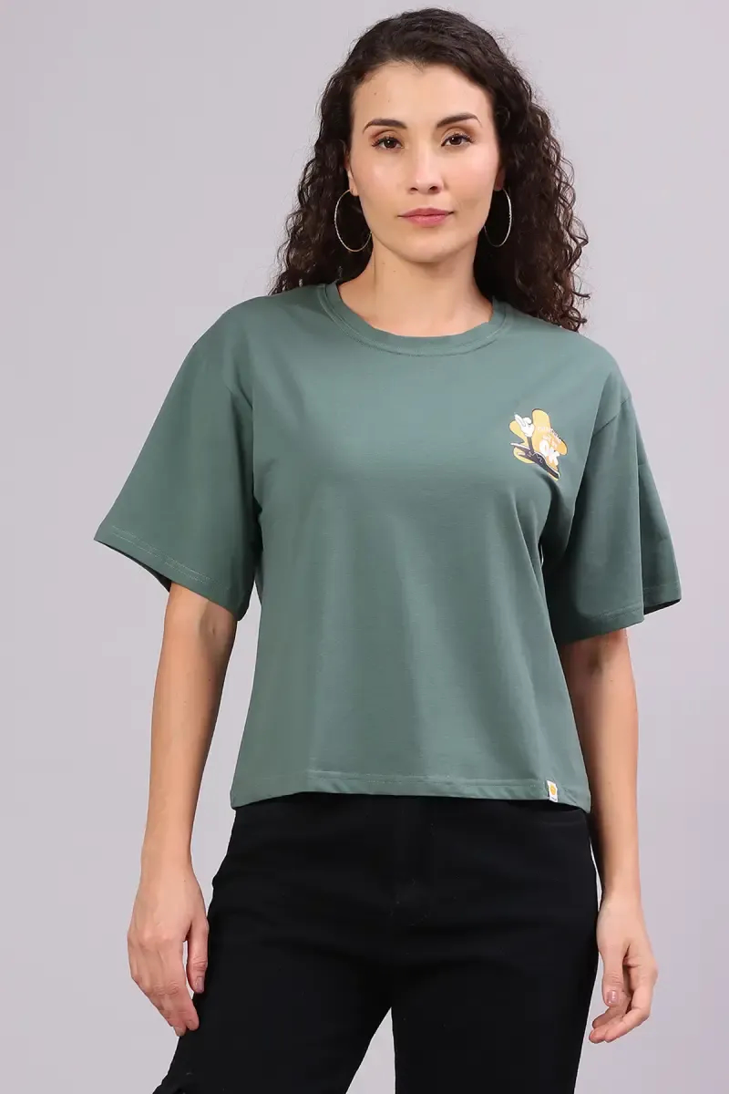 Cotton Blend Printed T-Shirt for Women