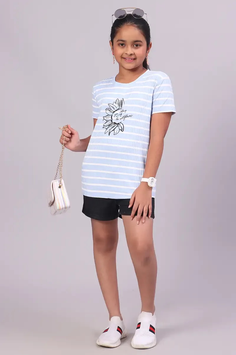 Cotton Hosiery Printed T-Shirt for Girl (10 - 17 Yrs)