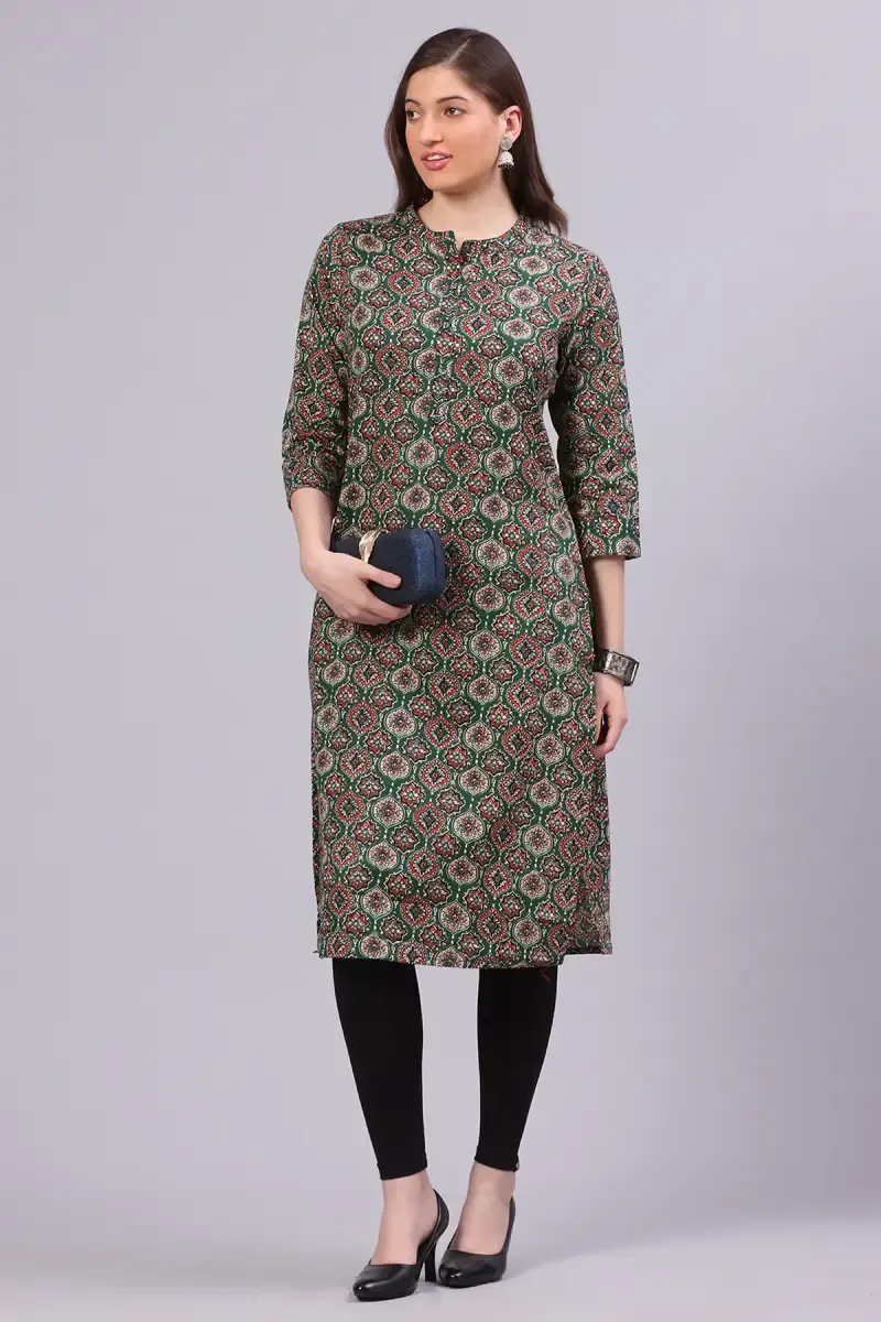 Cotton Blend Printed Kurti for Women 