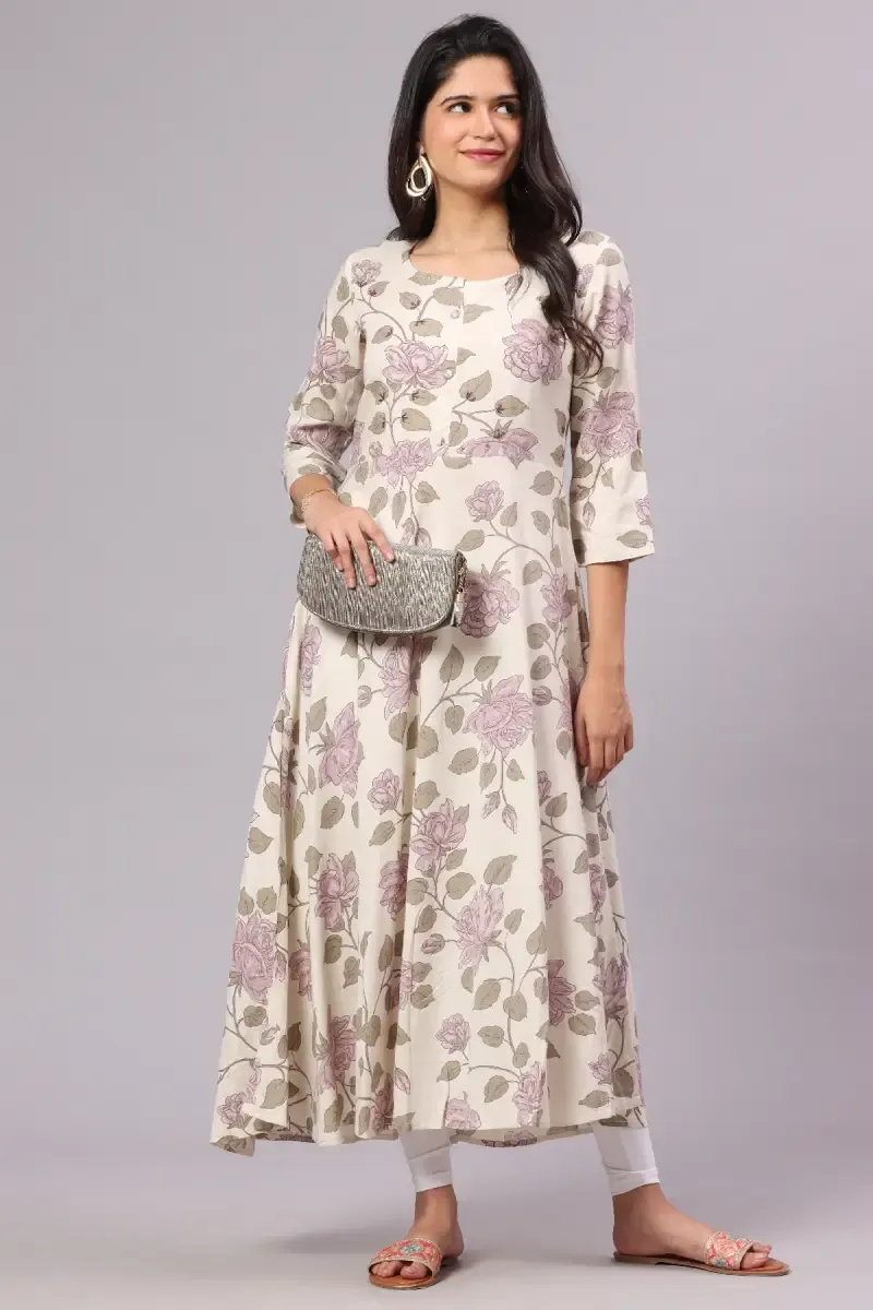 Cotton Floral Printed Kurti for Women