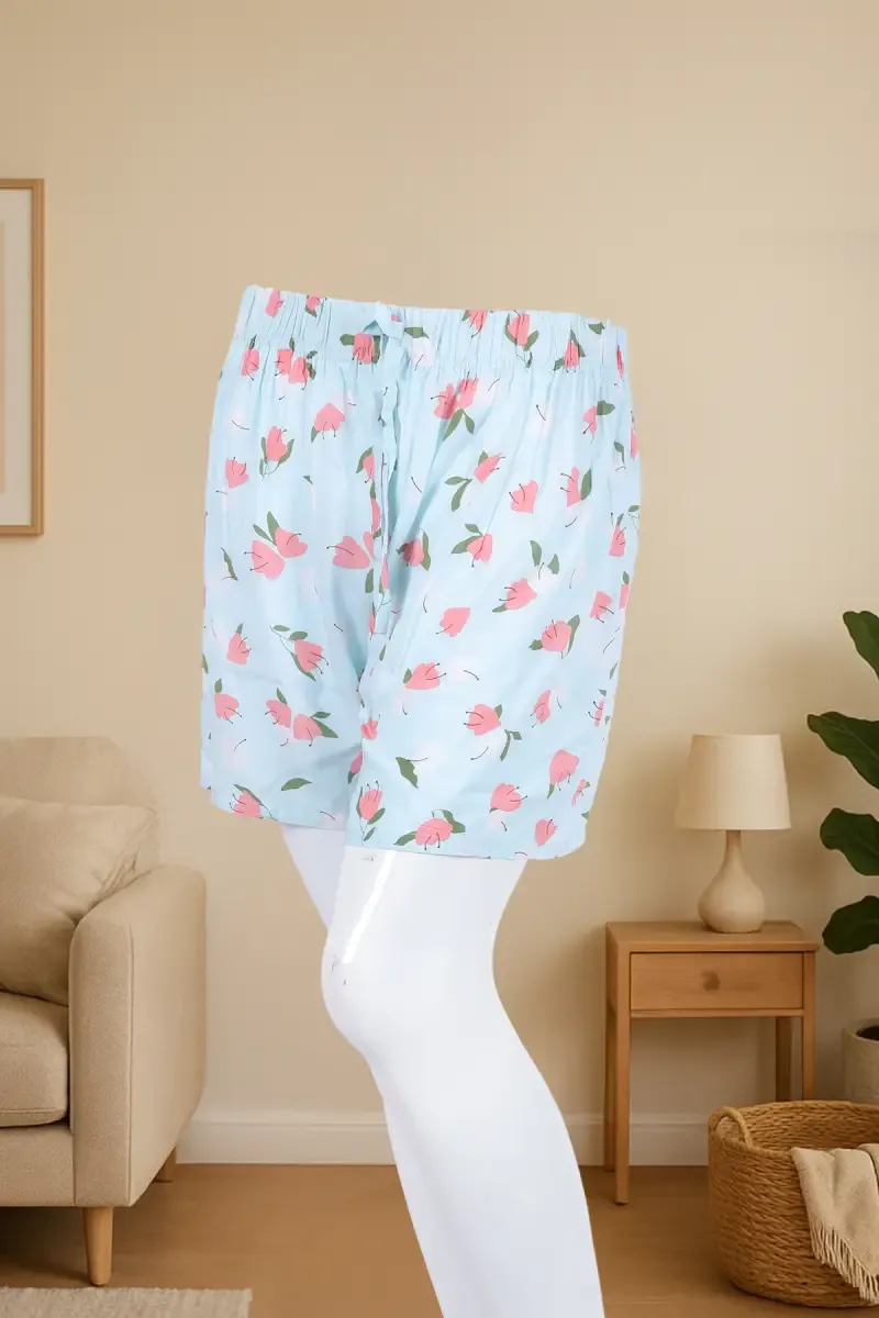 Cotton Blend Floral Print Shorts for Women