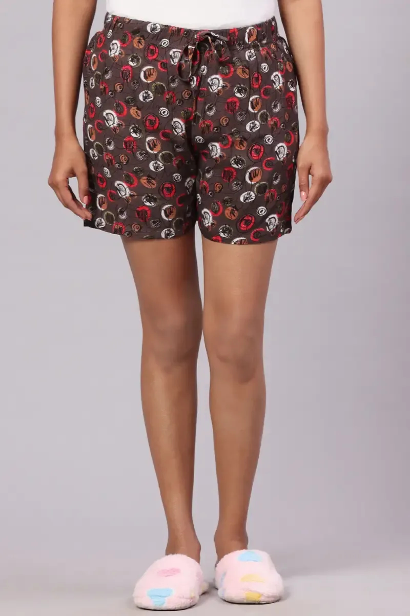 Cotton Hosiery Abstract Printed Shorts for Women
