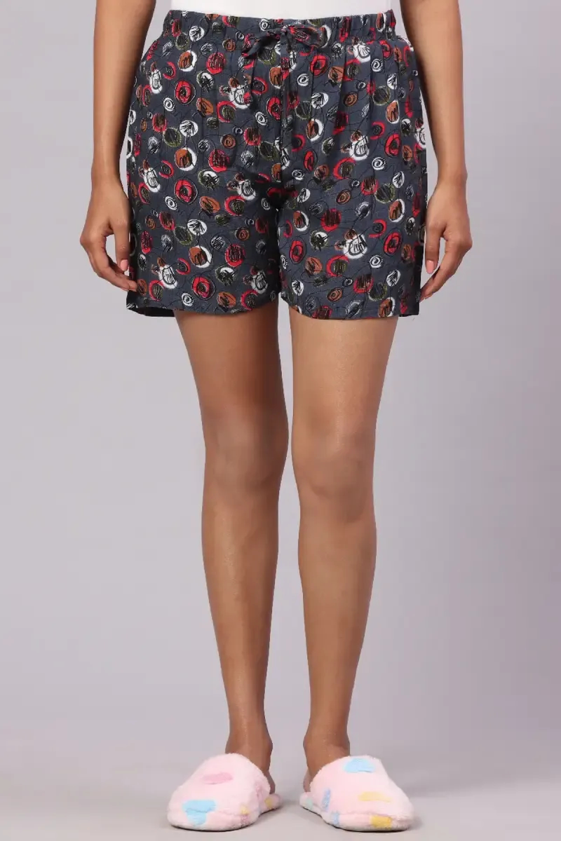 Cotton Hosiery Abstract Printed Shorts for Women
