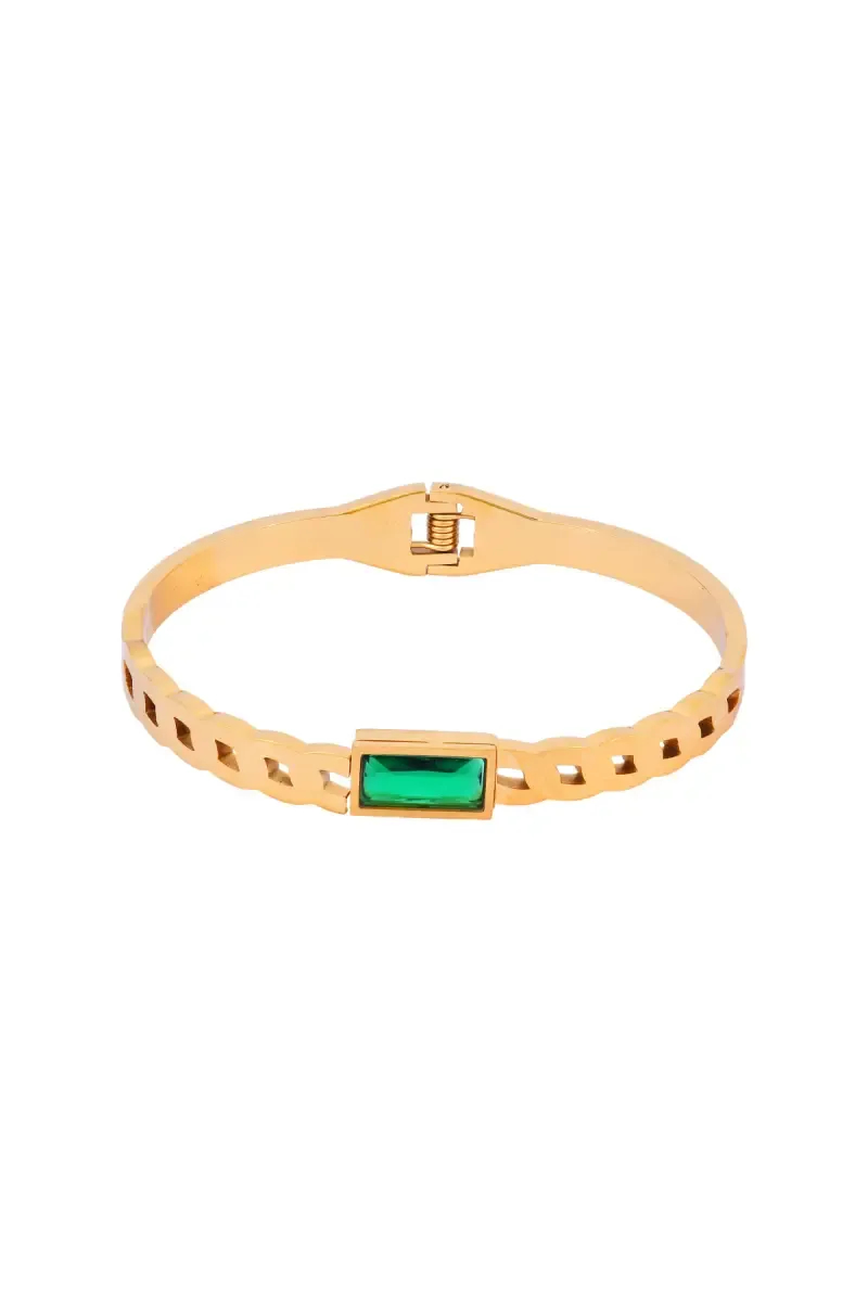 Emerald Stone Alloy Bracelet for Women