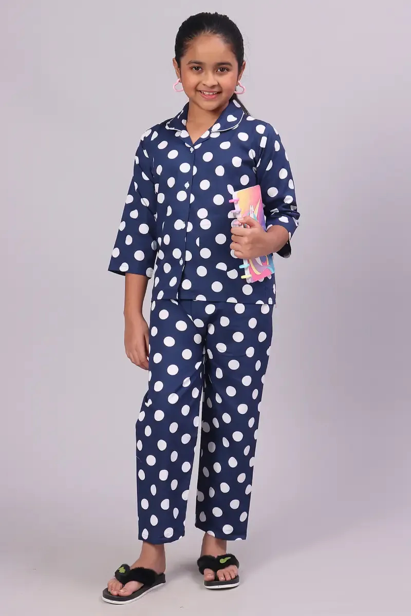 Girl's Cotton Blend Printed Pyjama Set (1-10 Yrs)