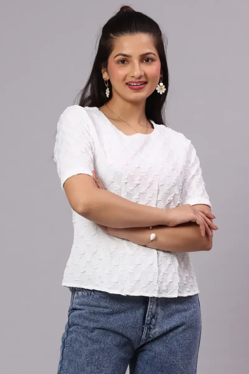 Jacquard Solid Top for Women