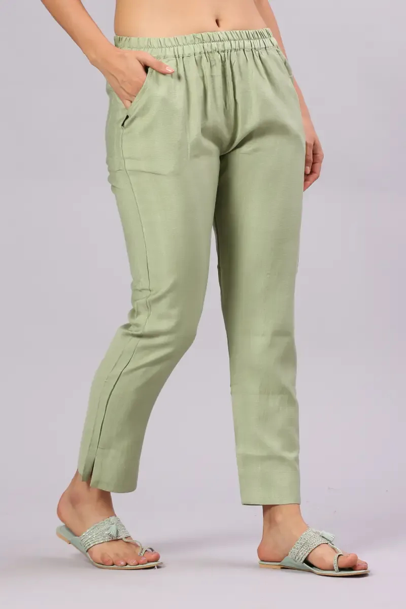 Polyester Solid Kurti Pant for Women