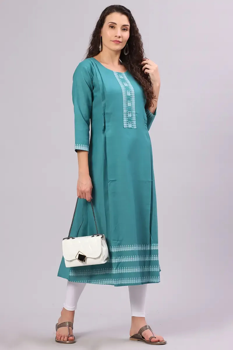 Cotton Rayon Printed Maternity Kurta for Women