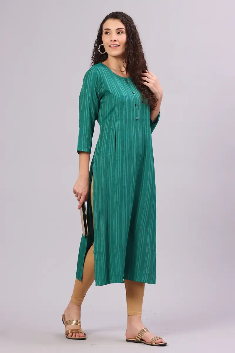Cotton Blend Striped Kurti for Women 