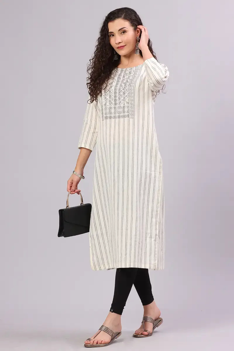 Cotton Blend Striped Kurti for Women