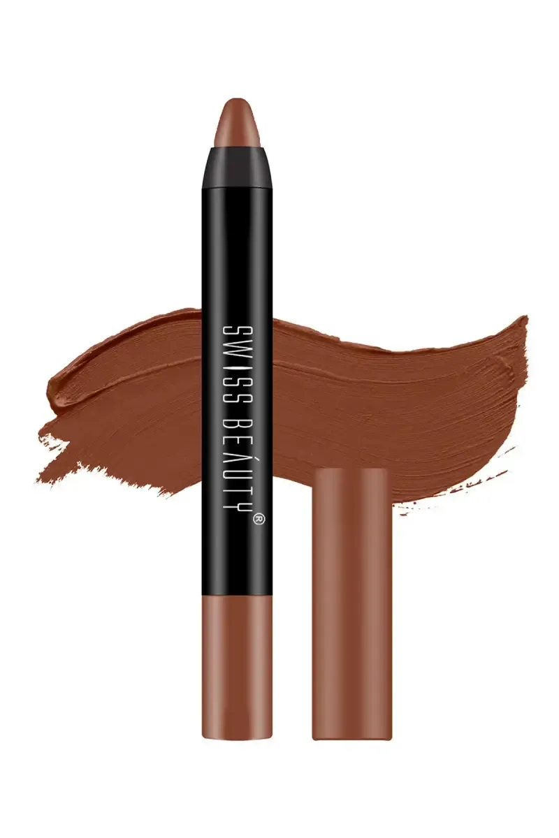 Swiss Beauty Stay On Matte Crayon Lipstick - 3gm (Shade 22, Coffee )
