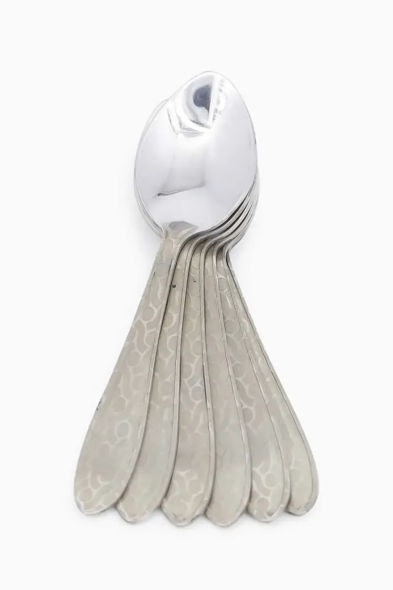 Prabha Stainless Steel Flora Tea Spoon Set - 14cm