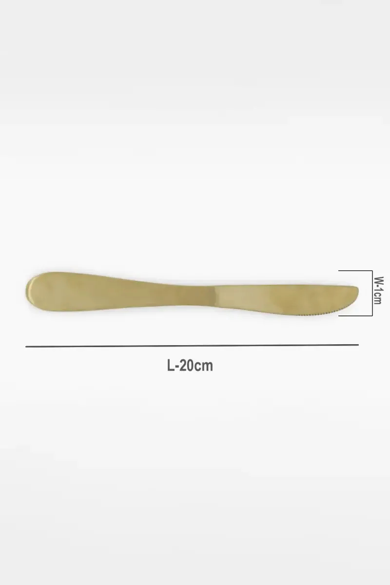 Prabha Stainless Steel Gold Plated Trident Butter Knife Set - 20cm