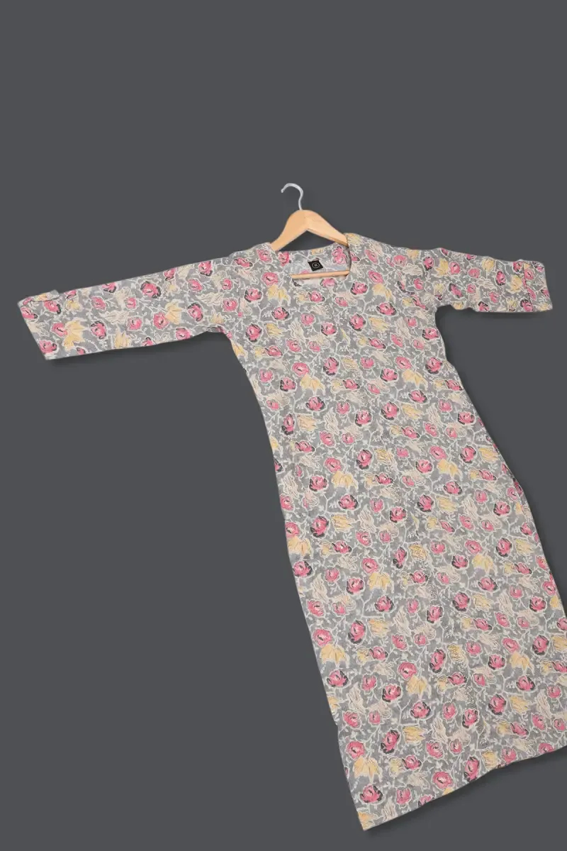Cotton Blend Floral Printed Kurti For Women 