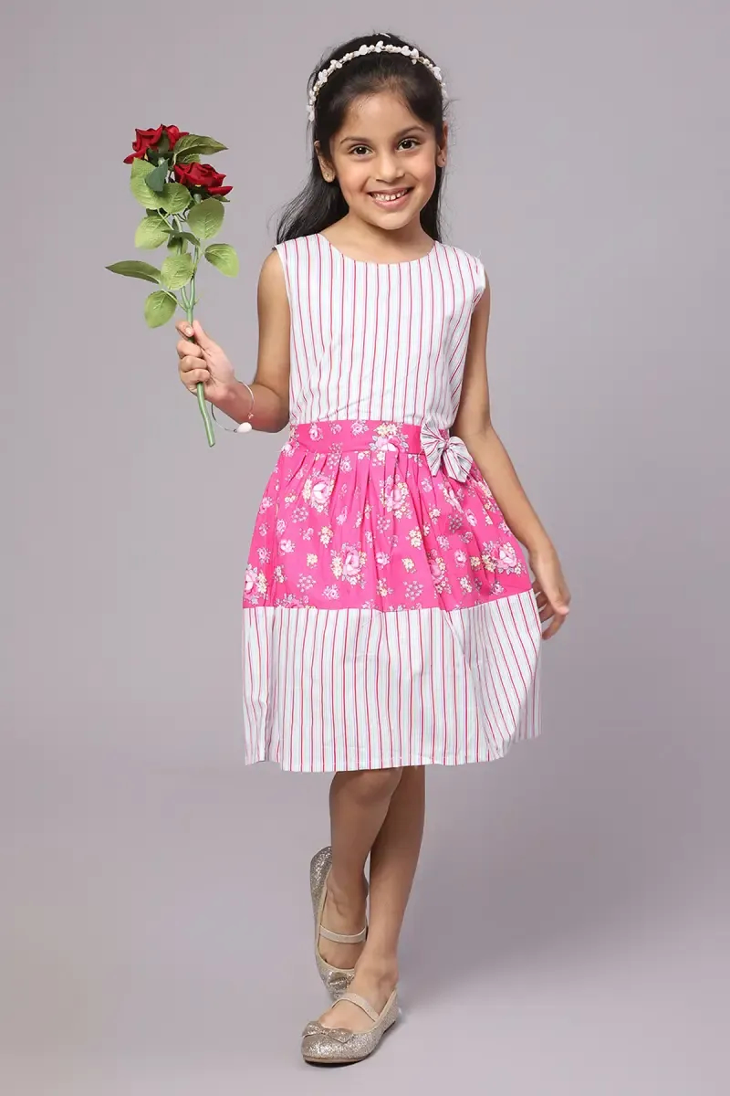 Girl's Cotton Blend Printed Frocks (3-12 Yrs)