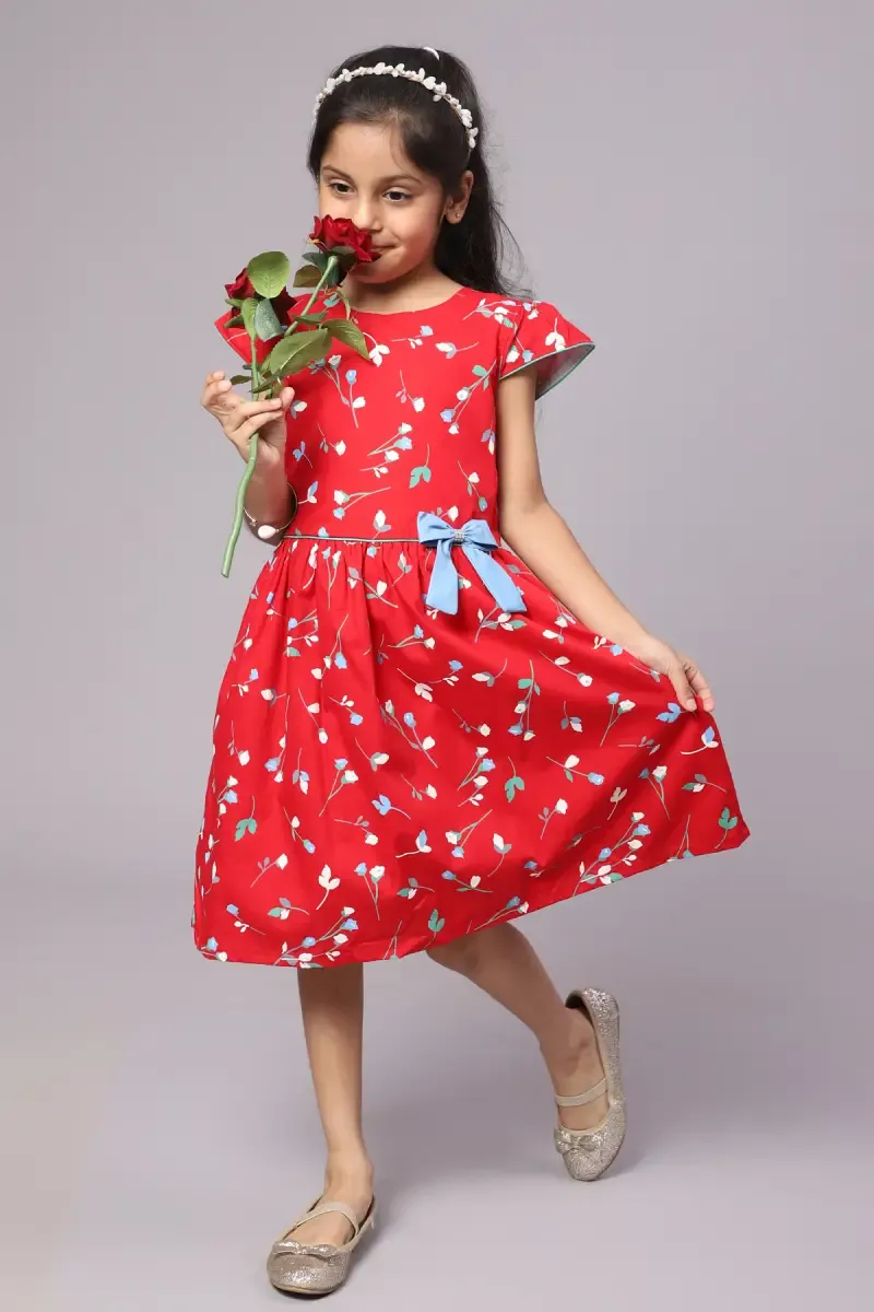 Girl's Cotton Blend Printed Frock (1 - 10 Yrs)