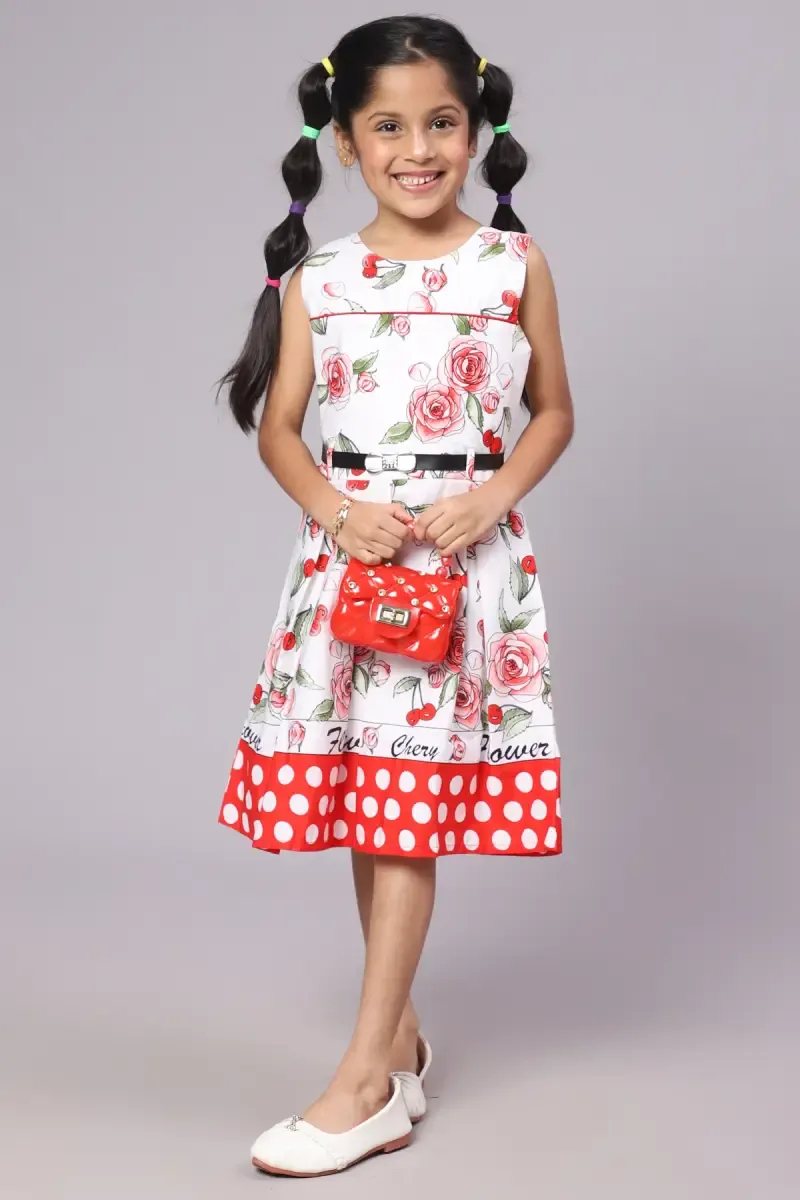 Girl's Cotton Blend Printed Frock ( 1 - 10 Yrs)