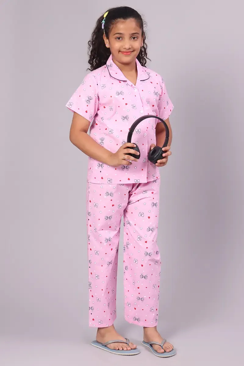 Girl's Cotton Printed Pyjama Set (1 - 10 Yrs)