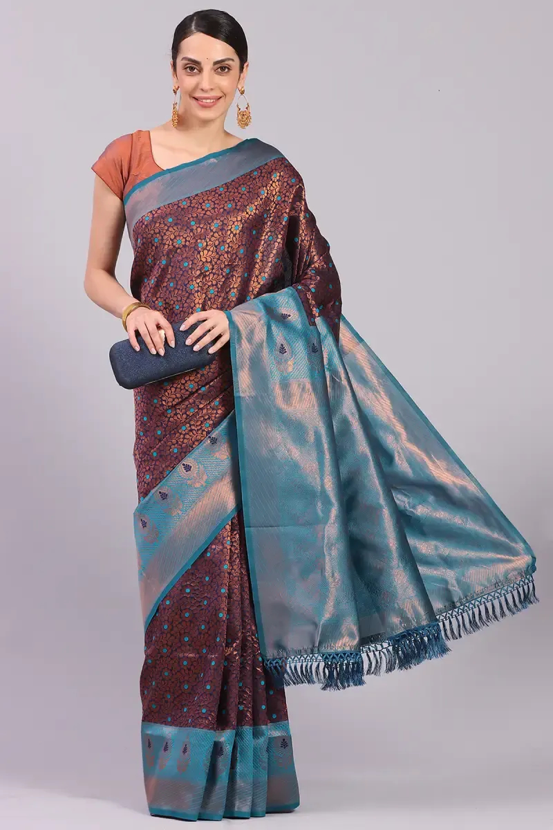 Art Silk Woven Design Saree with Blouse for Women