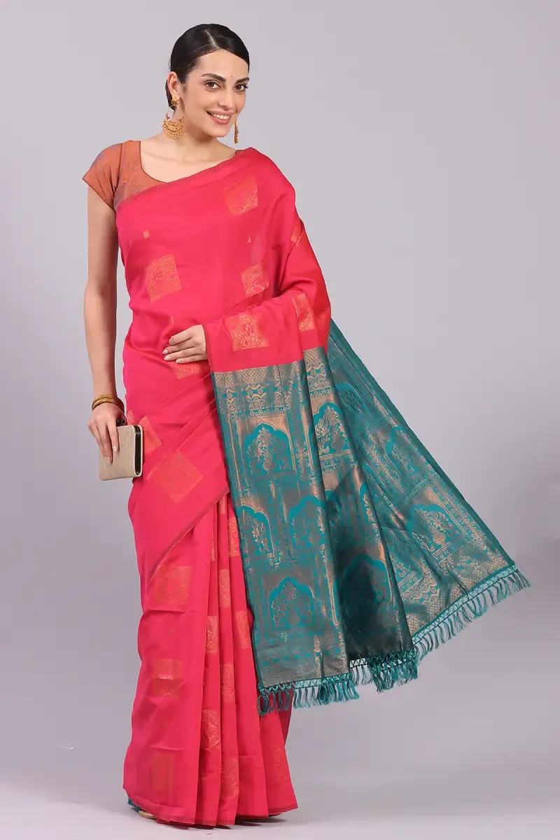 Art Silk Woven Design Saree with Blouse for Women