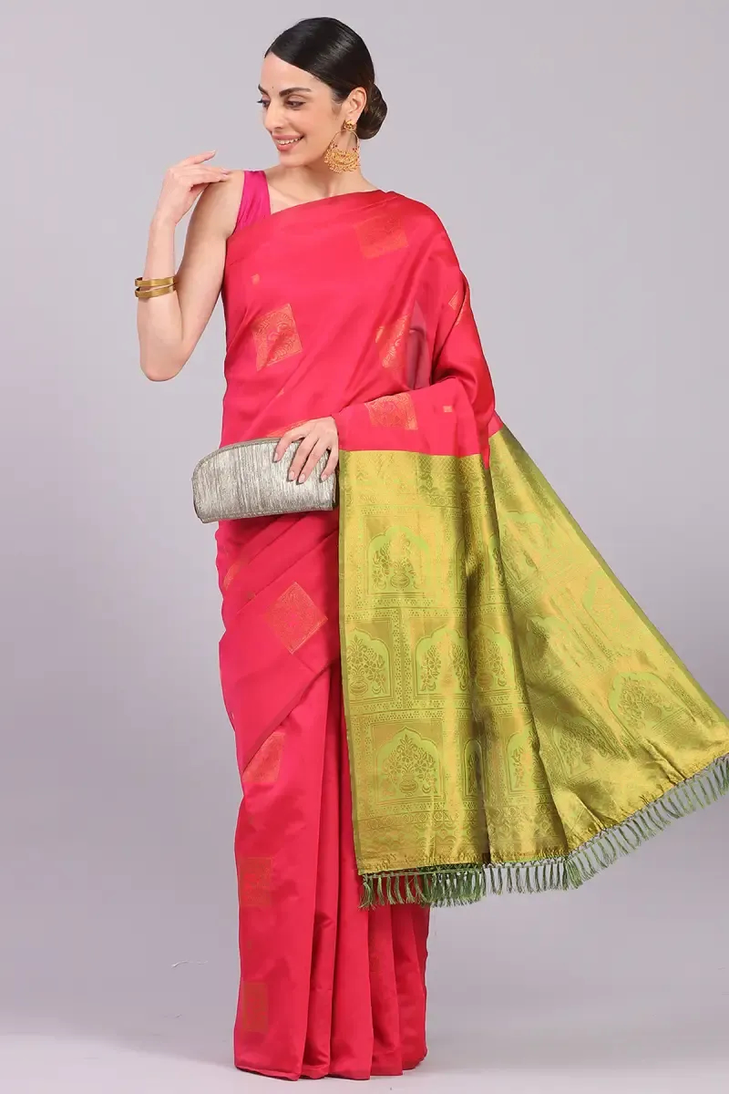 Art Silk Woven Design Saree with Blouse for Women