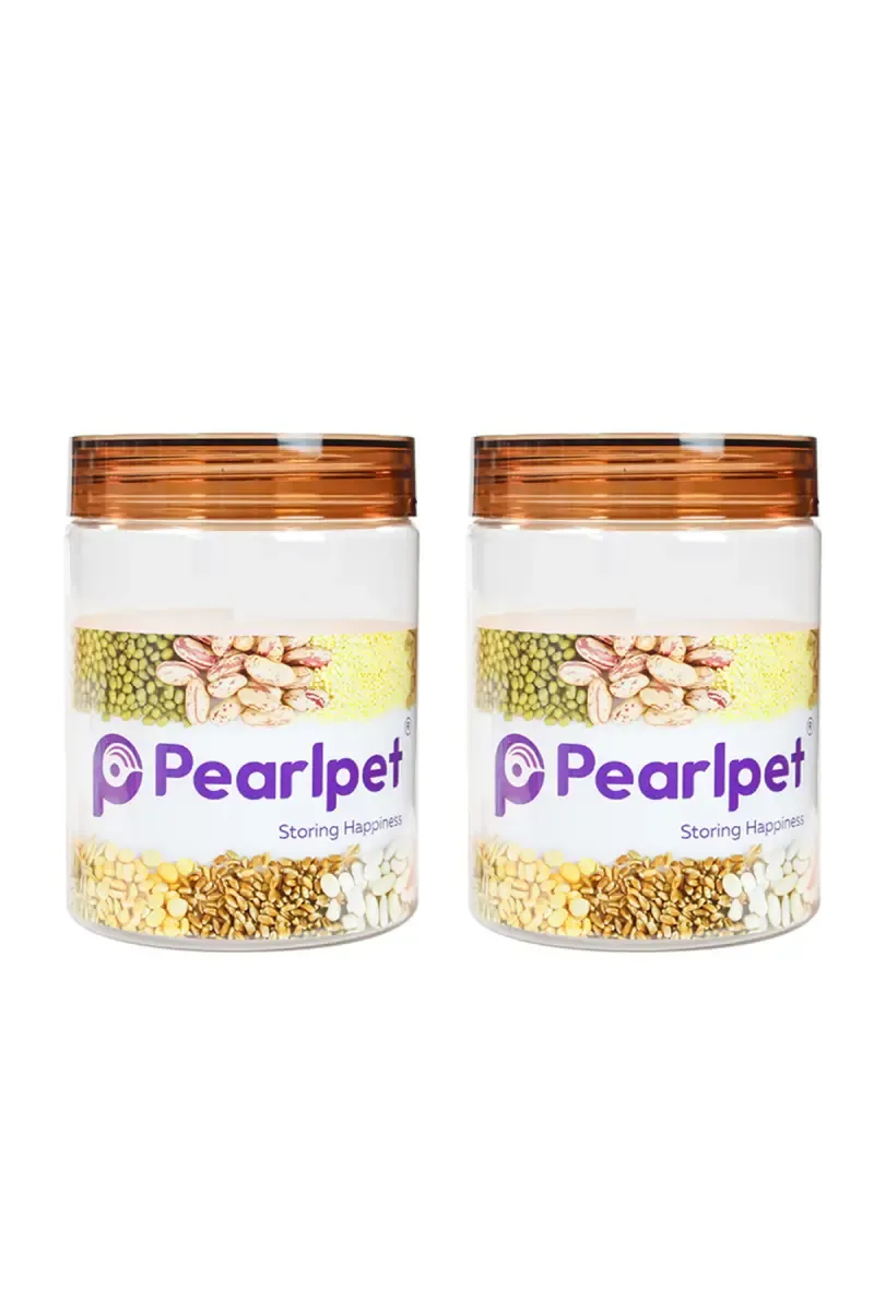 Pearlpet Plastic Tiffany Jar Container, Set of 2 - 1000ml (Each)