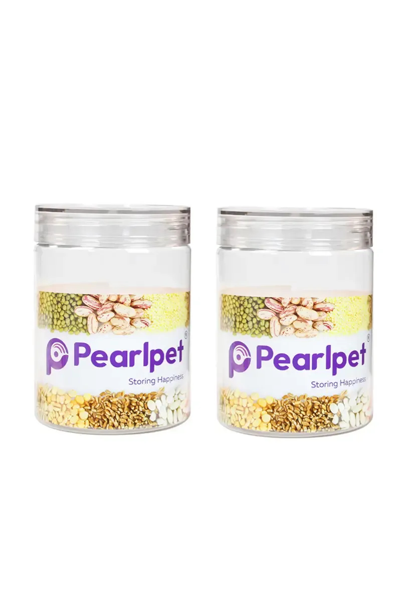 Pearlpet Plastic Tiffany Jar Container, Set of 2 - 1000ml (Each)