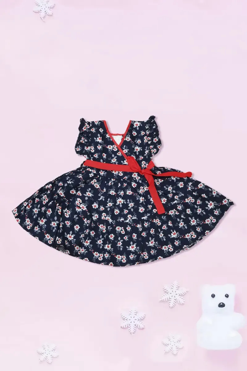 Just Born Baby Girl's Printed Frock 