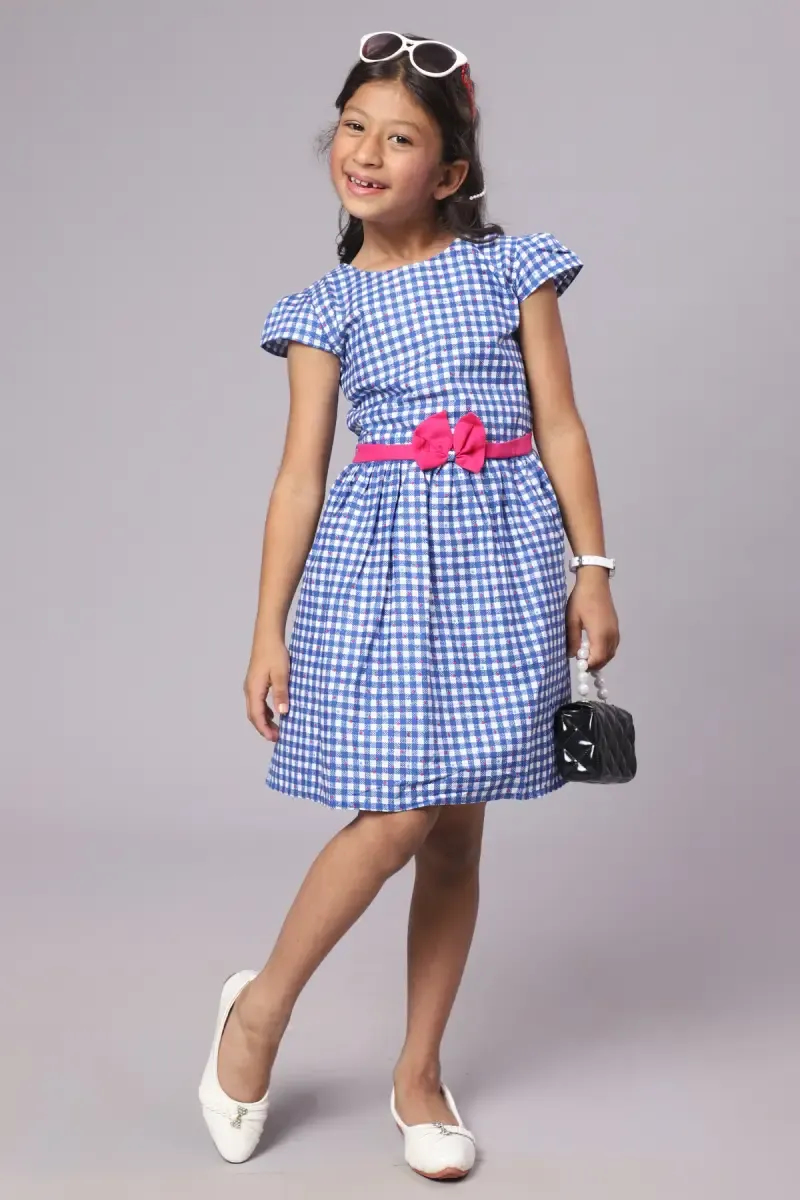 Girl's Cotton Blend Checkered Frocks (1 - 12 Yrs)