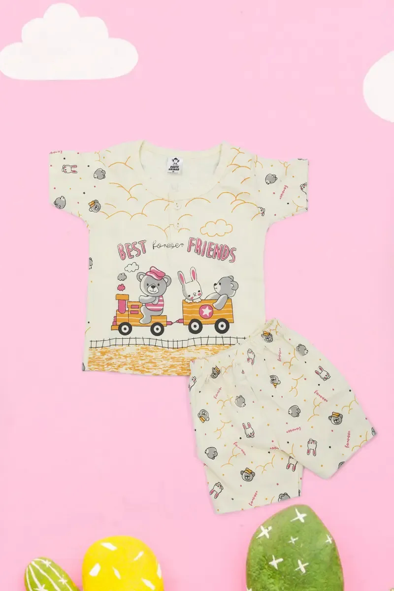 Just Born Cotton T-shirt with Shorts Set (2-Pcs Set)